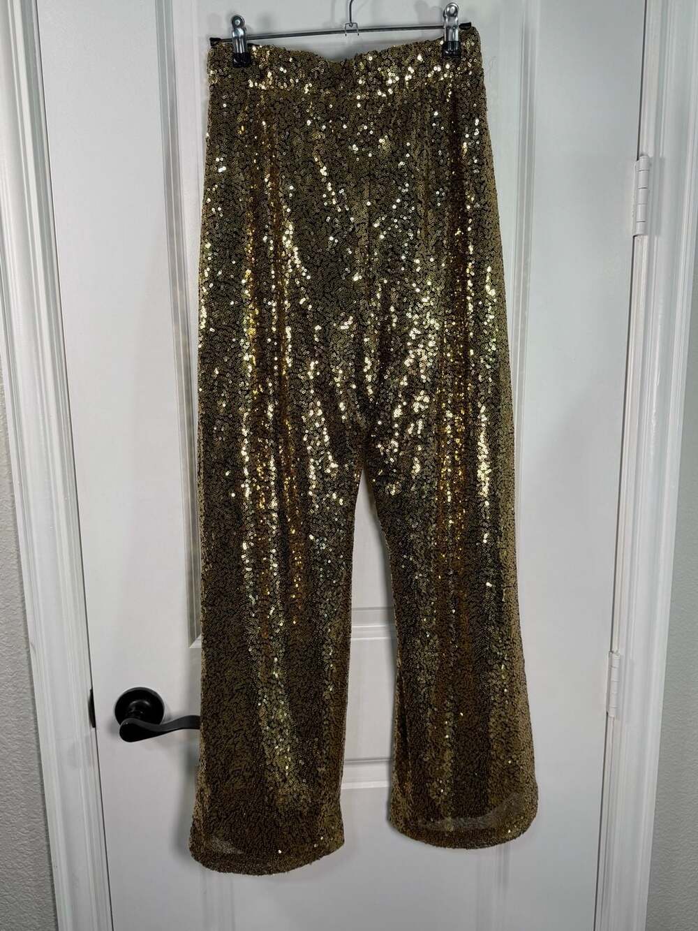 Sundays by WeAreSundays Kyran Gold Sequin Wide Leg Pants Size S - Picture 5 of 7